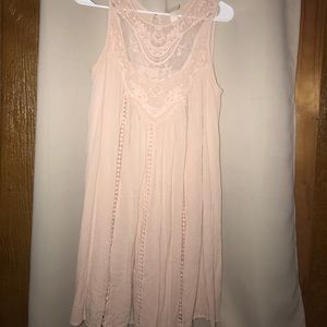 Long Pink Dress with Lace details